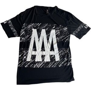 Topman Men's T Shirt Black White AAA Splatter Print Short Sleeve‎ Size Medium